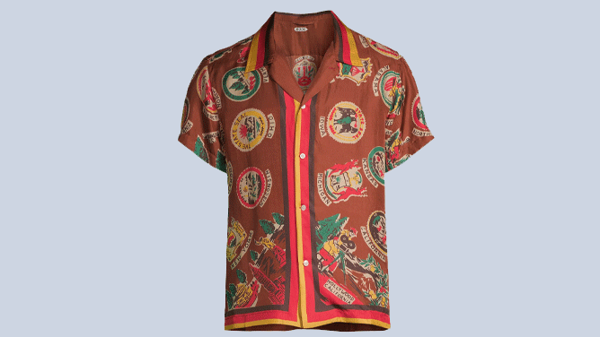 Bode State Seal Graphic Silk Camp Shirt