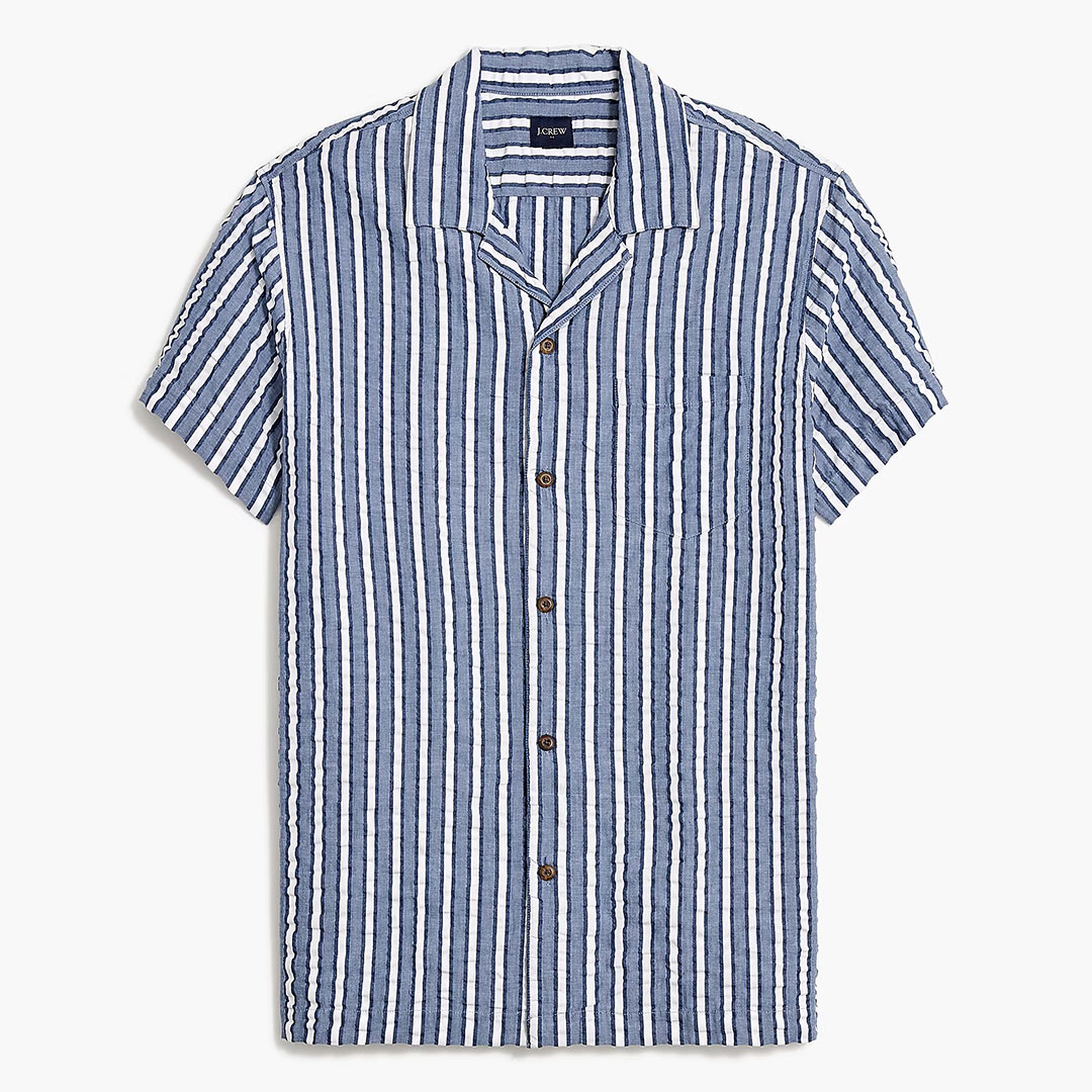 J. Crew Short-Sleeve Seersucker Striped Camp Shirt - 61% Off