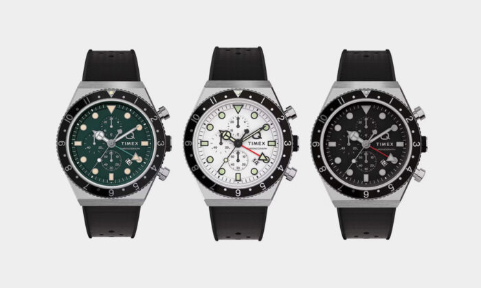 Q Timex Three Time Zone Chronograph